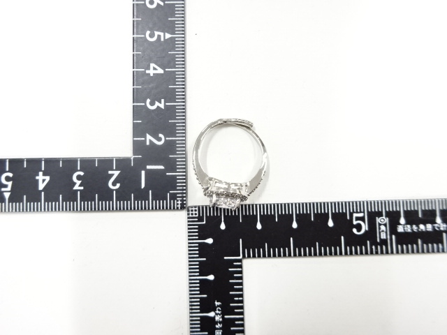  アンティーク　クリスタルガラス指輪　14号